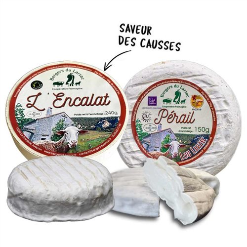 Nos crémeux, fromages de brebis, l'Encalat et le Lou Larzac Pérail des Bergers du Larzac, Fabriqué en Aveyron