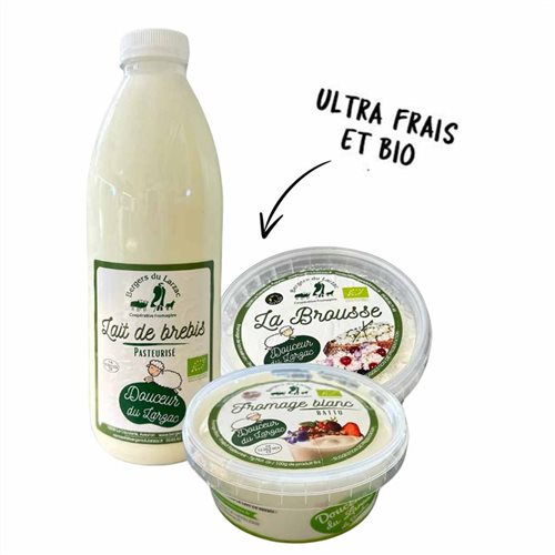 Nos recettes à base de petit lait, lait entier de brebis bio, brousse, recuite, fromage blanc bio des Bergers du Larzac, Fabriqué en Aveyron